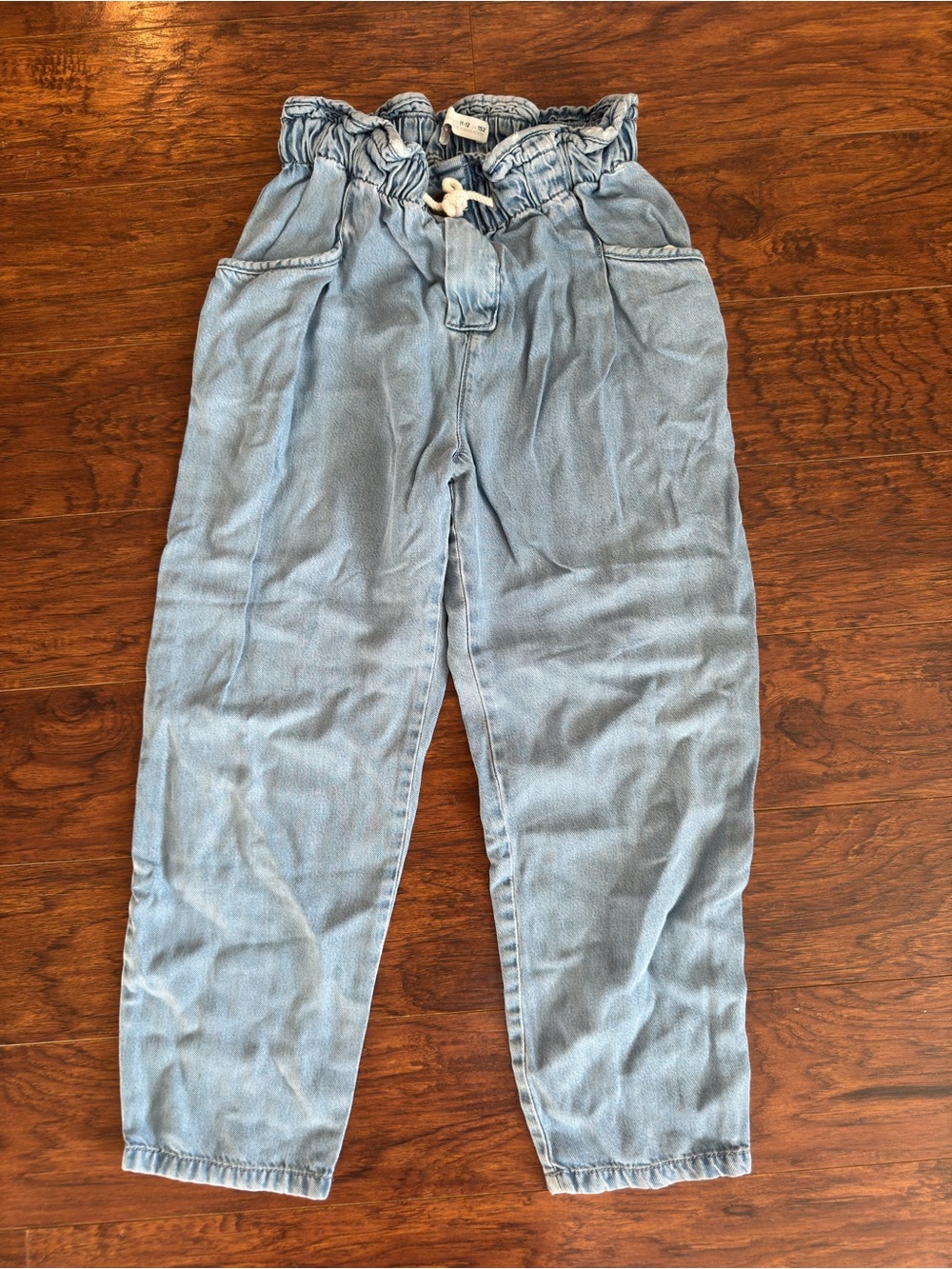 Zara Light Blue Paperbag Waist Kids Jeans